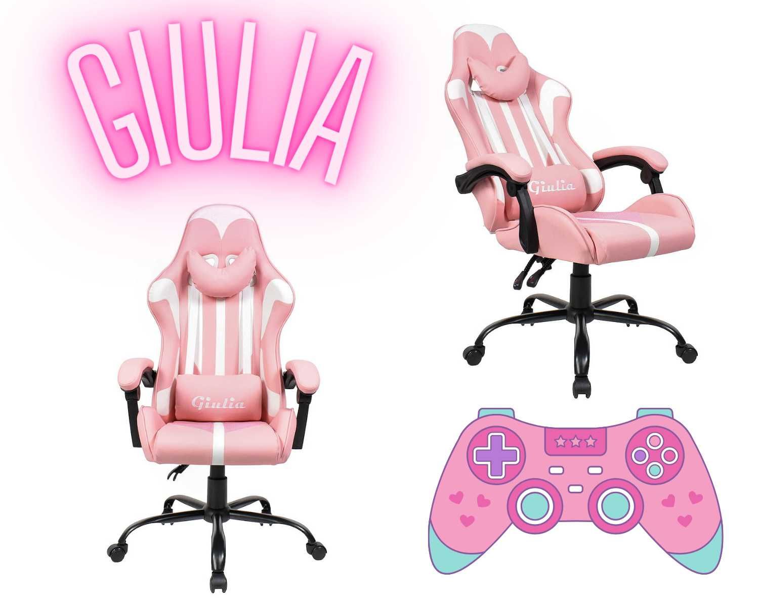 Fotel Biurowy/Gamingowy z regulacją oparcia - EXTREME Giulia Pink