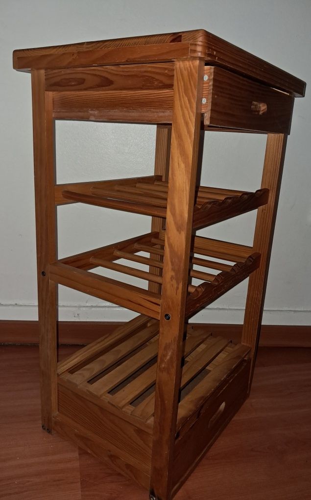 Mesa com garrafeira e 2 gavetas