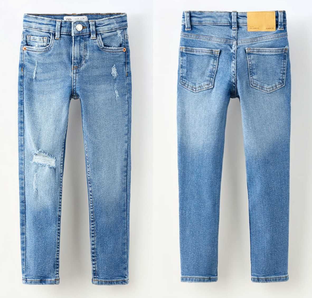 Zara nowe spodnie jeansy rurki skinny z rozdarciami 10 lat 140