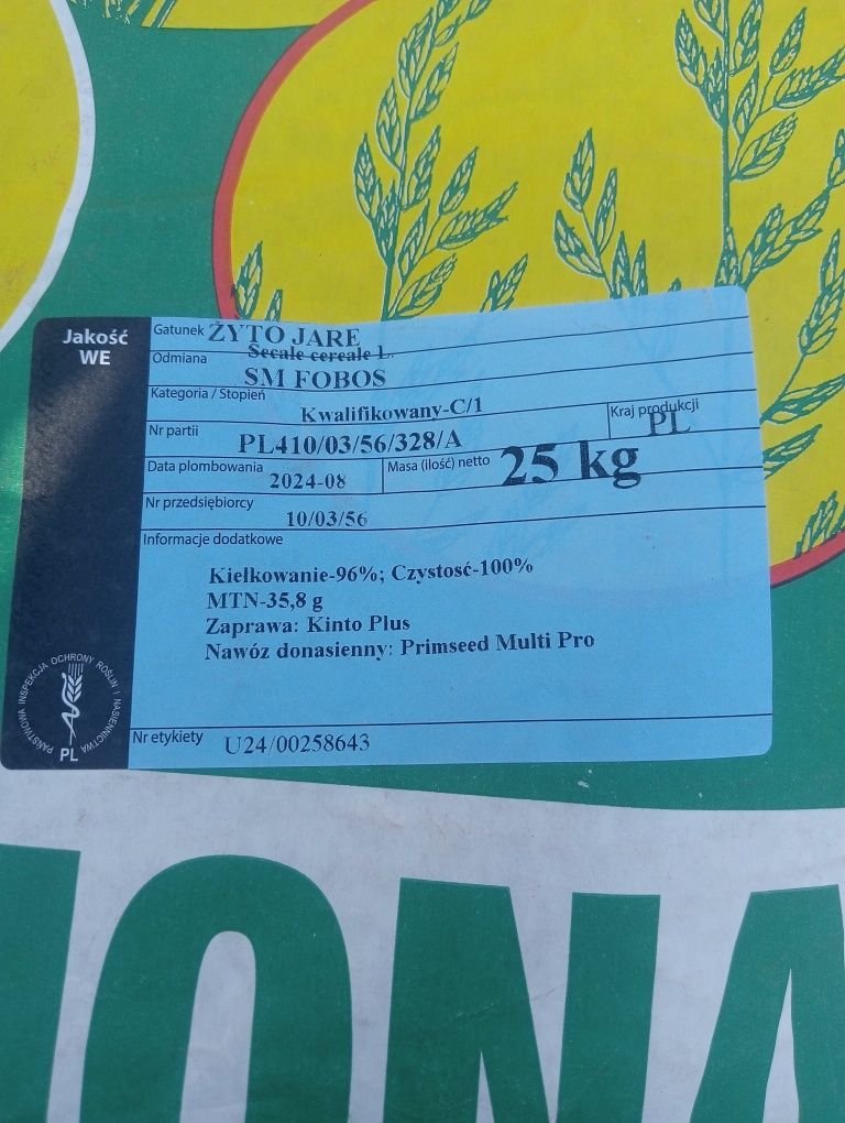 Sprzedam żyto jare Fobos