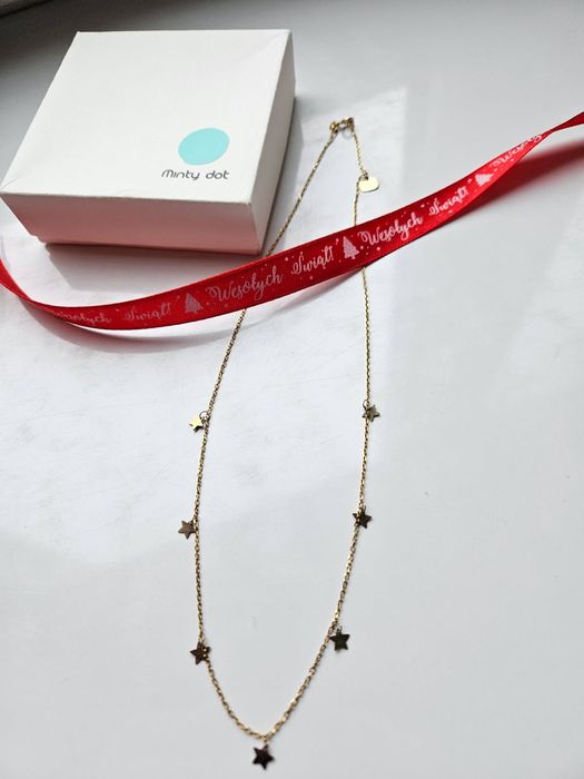 Złoty łańcuszek z gwiazdkami Minty dot
