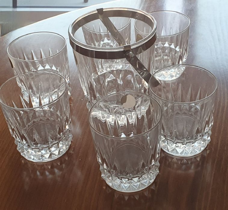 Copos de cristal Atlântica 6 e 1 Balde de gelo .