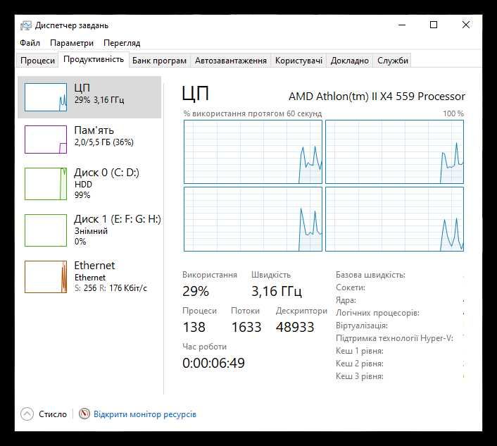 ПК Athlon II x4 559, 3.4 Ghz, 6 Gb RAM, 500 GB HDD