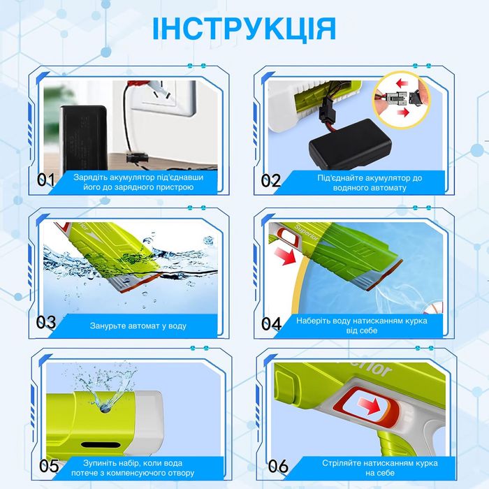 Електричний водяний автомат Superior на акумуляторі бластер з насосом