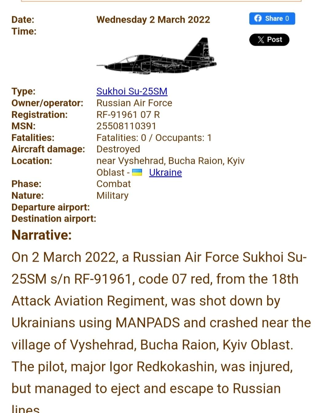 Брілок з збитого су-25см