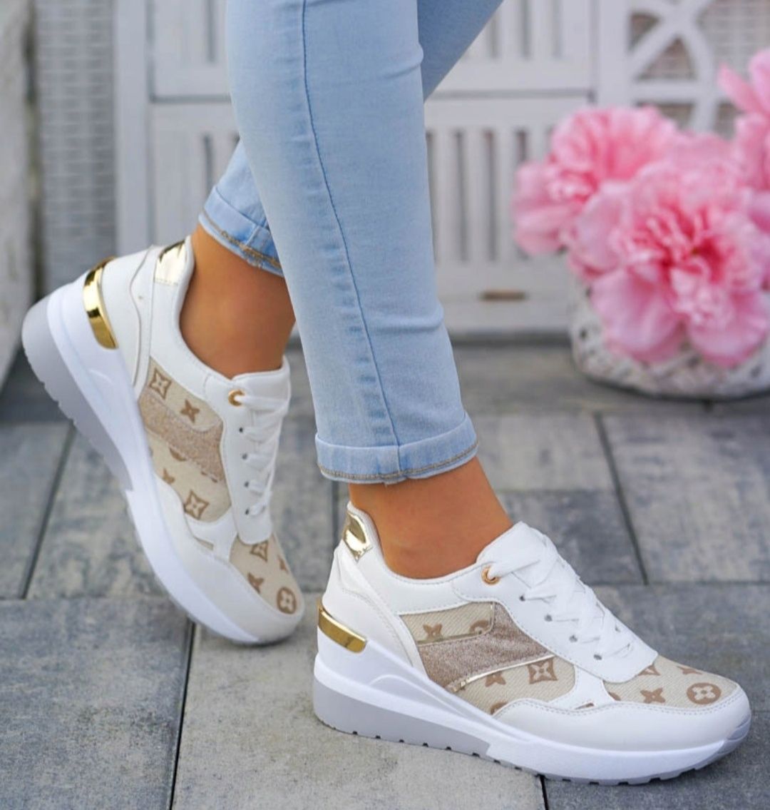36 37 38 adidasy 39 40 41 na niskiej koturnie z printem LV Louis vuitt