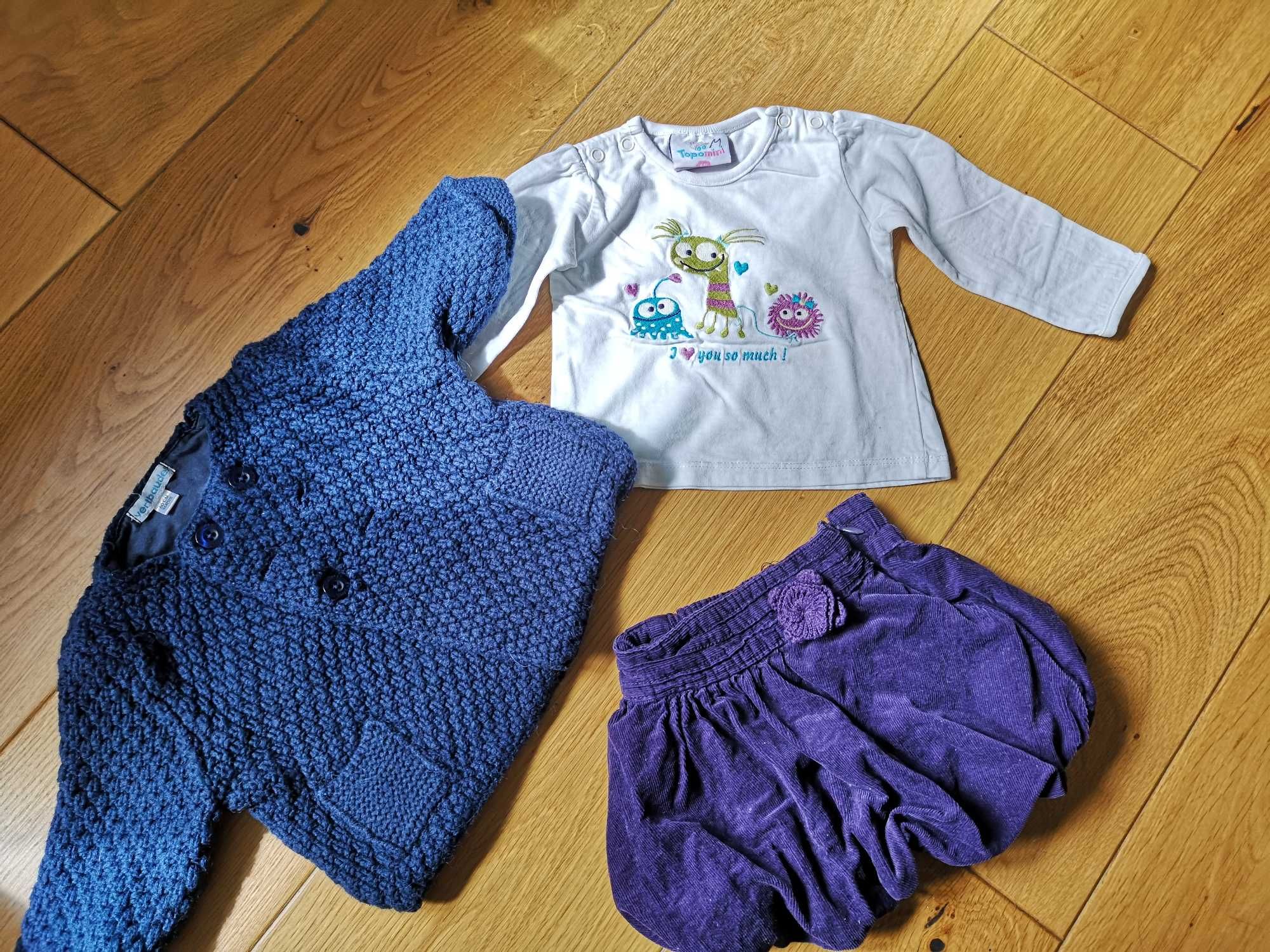 Zestaw niemowlęcy bluzka + spódniczka + sweter Ernsting's family 60/62