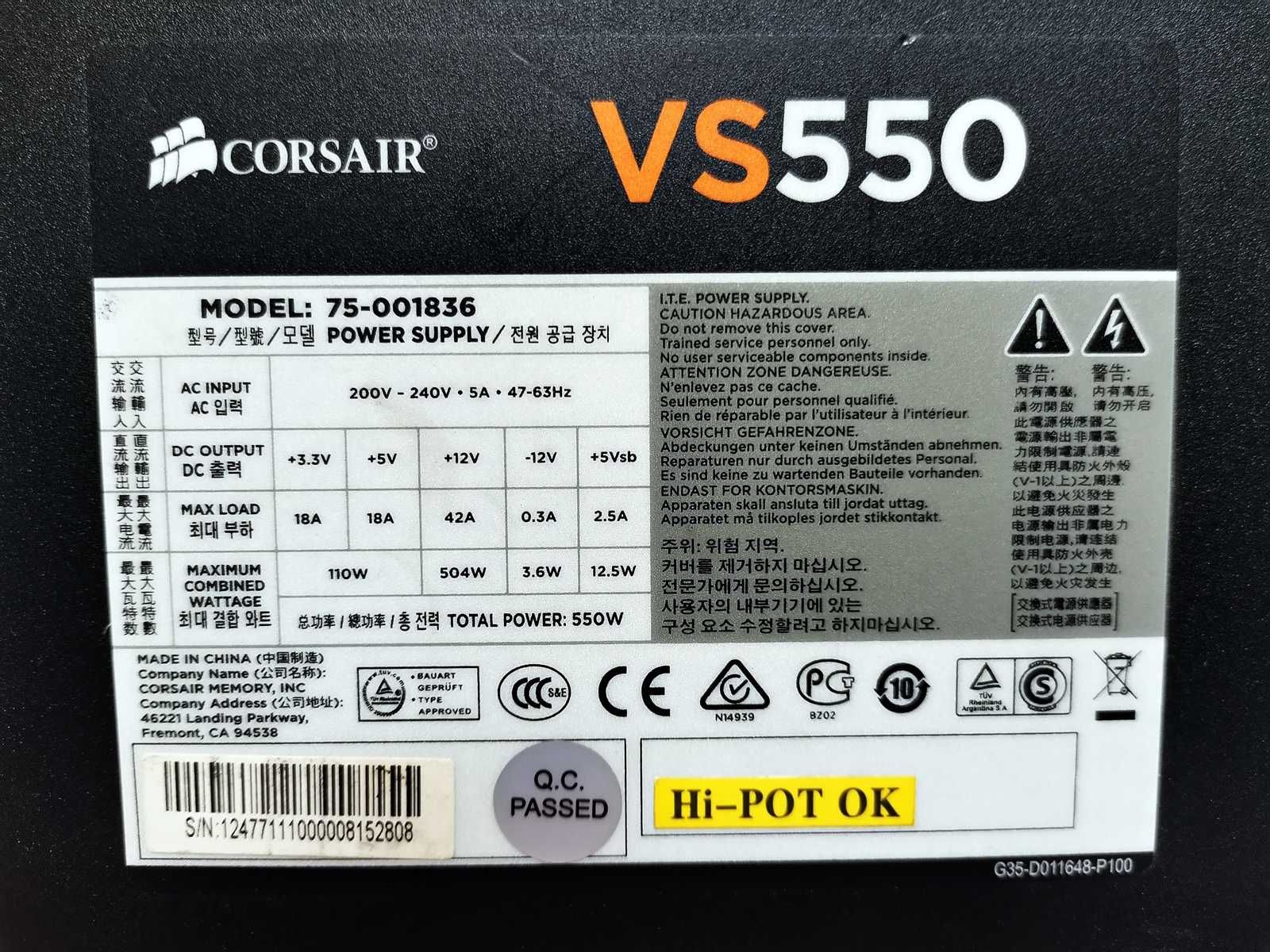 ZasiLacz - 450w 550w 550w - Uszkodzone