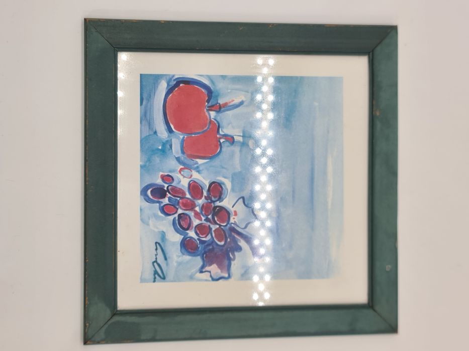 Par de quadros com impressão de aguarelas natureza morta