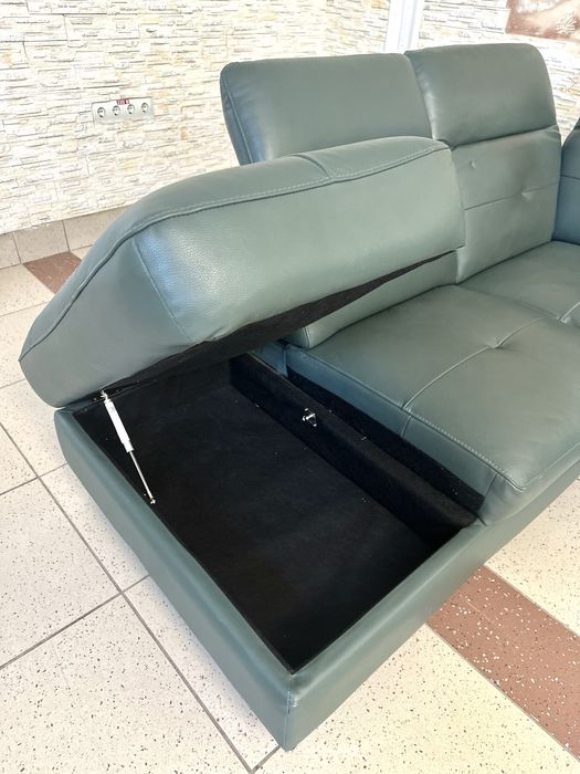 Кутовий шкіряний диван з електрореклайнер і USB виходом з Німеччини