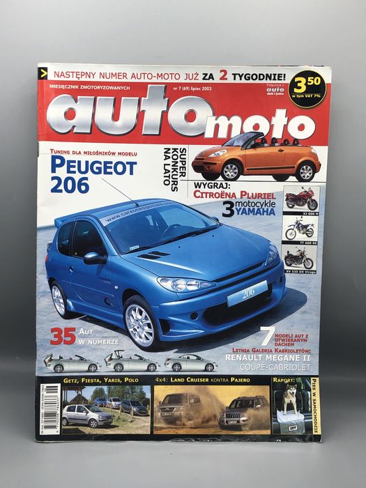Czasopismo Auto Moto lipiec 2003 – Peugeot 206, Renault Megane