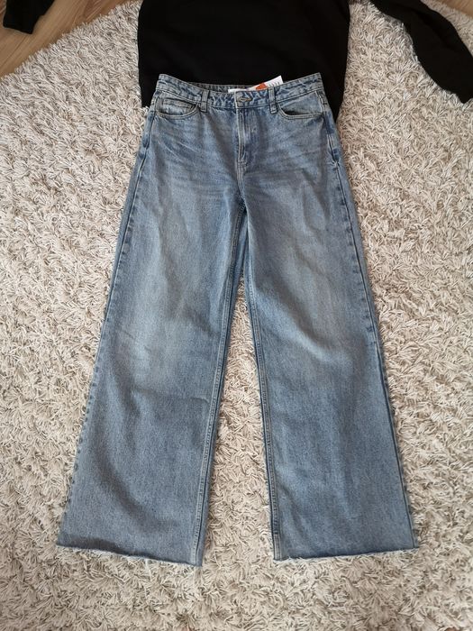 A spodnie dżinsowe z szeroką nogawką Wide Leg niebieskie
