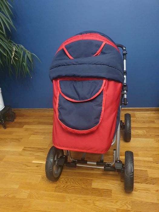 Wózek 2 w 1  na paskach Granat /Czerwony