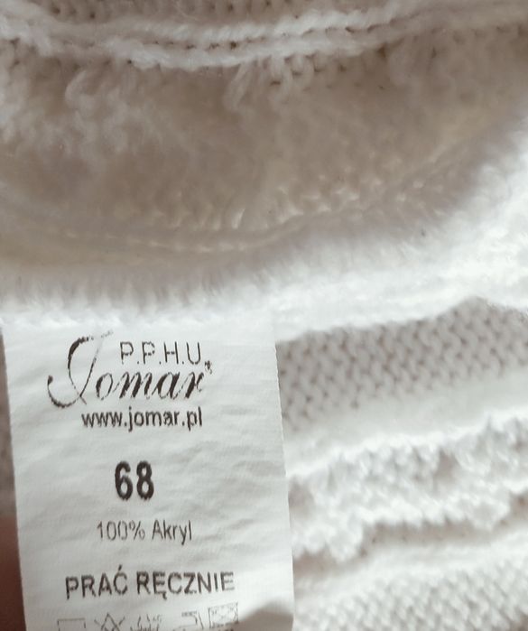 Biały sweterek r. 68 (chrzest)
