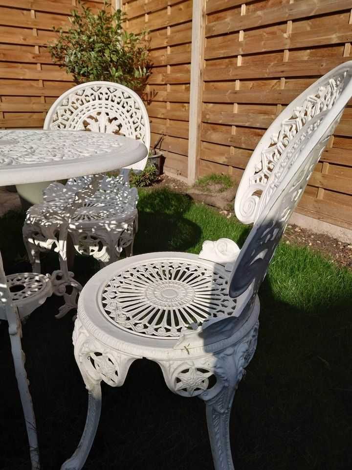 Komplet mebli ogrodowych stół + 4 krzesła Aluminium super zestaw