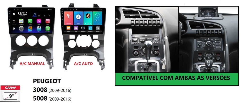 (NOVO) Rádio 2DIN 9" • PEUGEOT 3008 / 5008 • Android GPS [4+32GB]