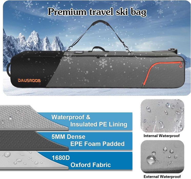 DAUSROOB Snowboar torba na kółkach  snowboardowa i narciarska