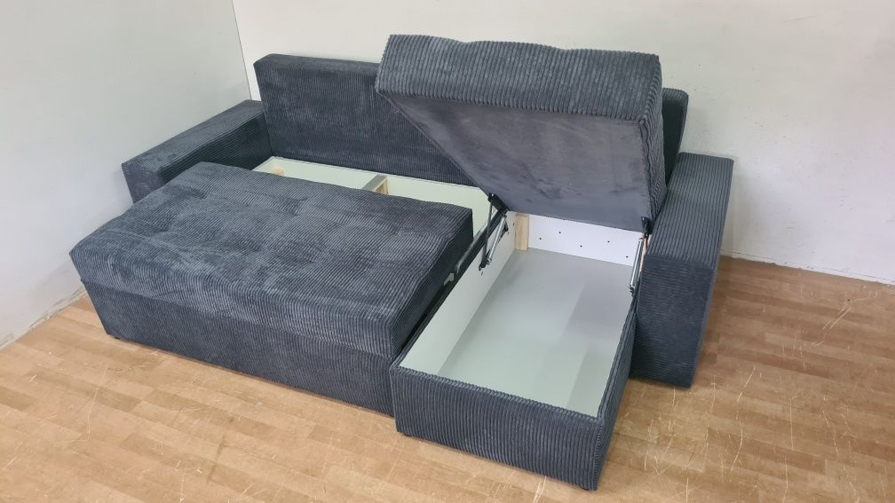 Nowy Narożnik sprężyny automat sztruks welur plusz kanapa sofa rogówka
