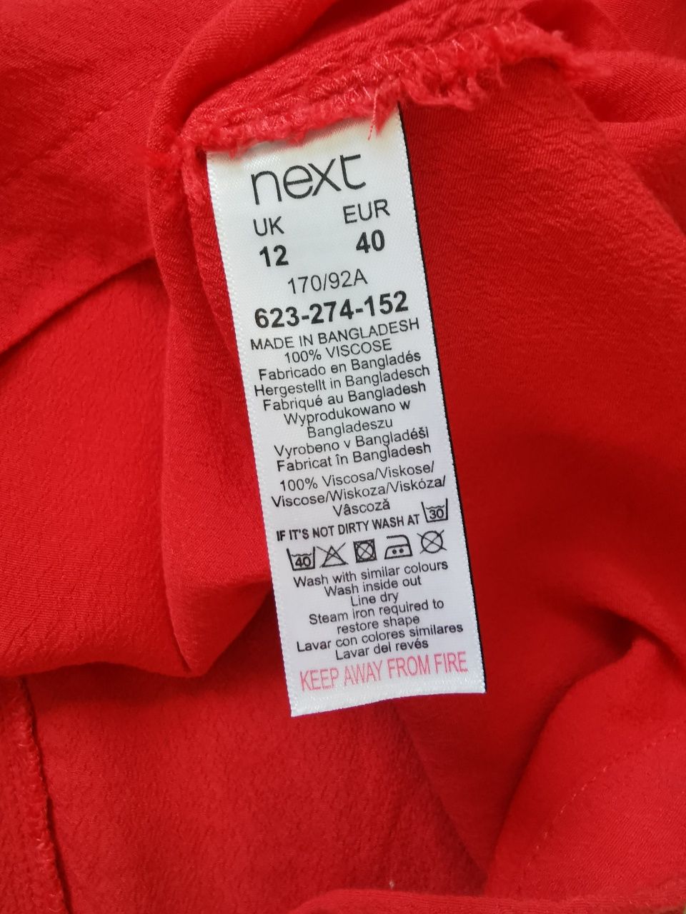 Next czerwona bluzka z wiskozy 40 L 100% wiskoza okrągły dekolt