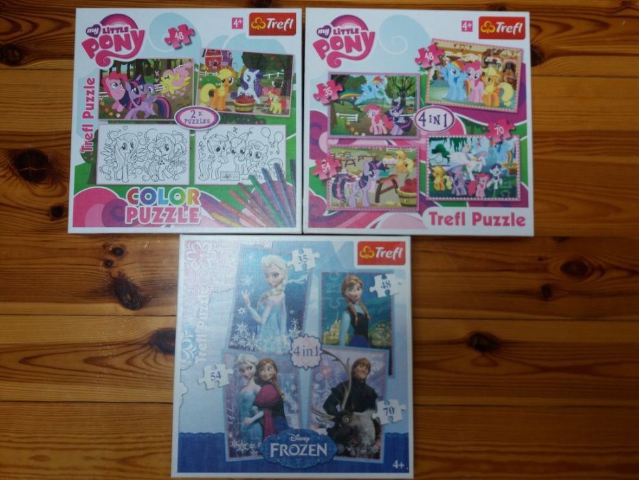 Puzzle komplet 3 sztuki Frozen, My Little Pony