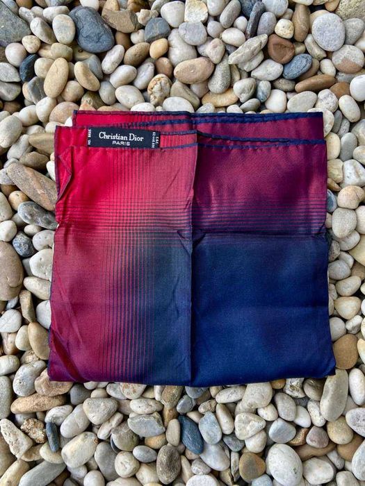 Lenço Christian Dior em Seda Azul e Vermelho