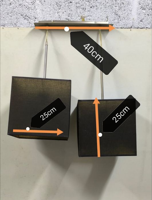 Candeeiro abajur de aplicação ao teto, medidas em foto no anúncio