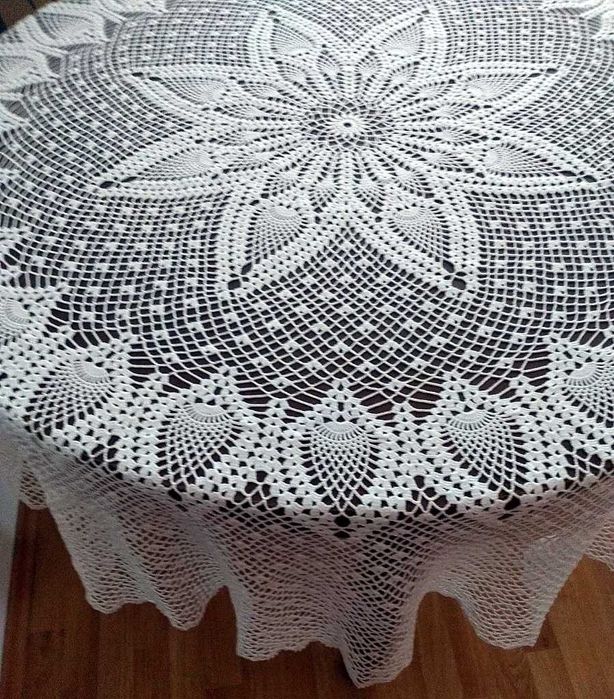 Niezwykły obrus szydełkowy handmade - Biały 190 cm