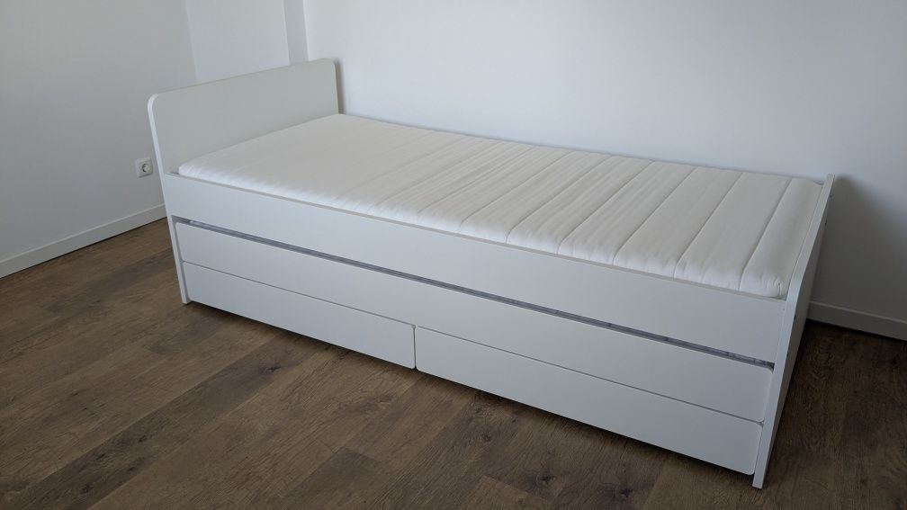 Cama SLÄKT com cama gavetão e 2 gavetas de arrumação