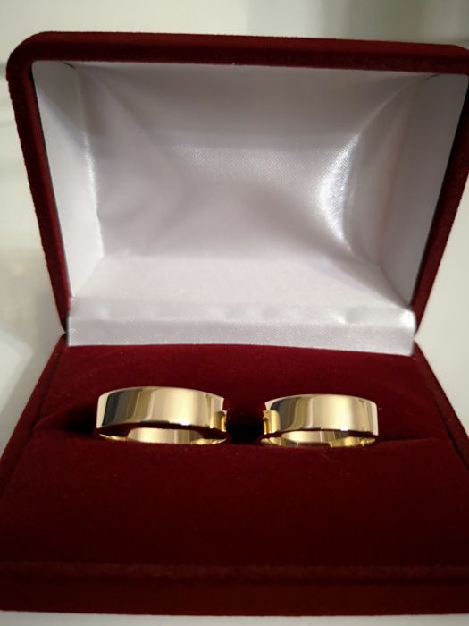 Złote Obrączki Ślubne - TANIO!!Nowe klasyczne, płaskie próba -14 karat