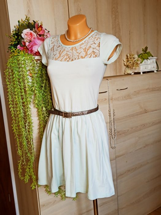 Sg Bawełniana letnia sukienka 34 , XS House  , miętowa sukienka 34 , X