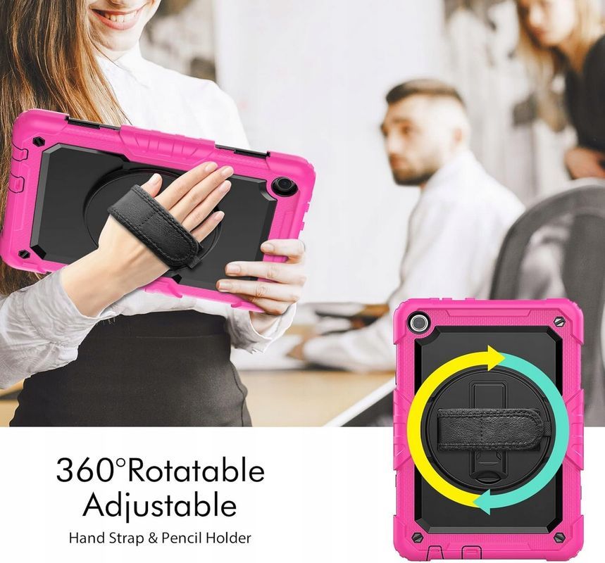 Etui Obudowa Case na Tablet iPad 10.2/2019/2020 z Paskiem Czarny Różow