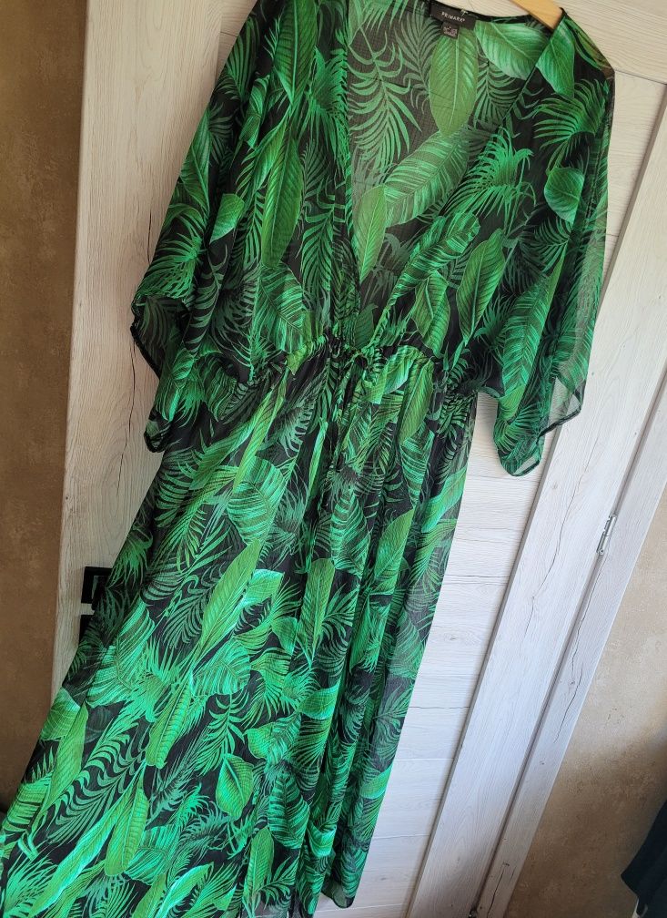 Śliczna zwiewna sukienka print wiązanie Primark 42 44