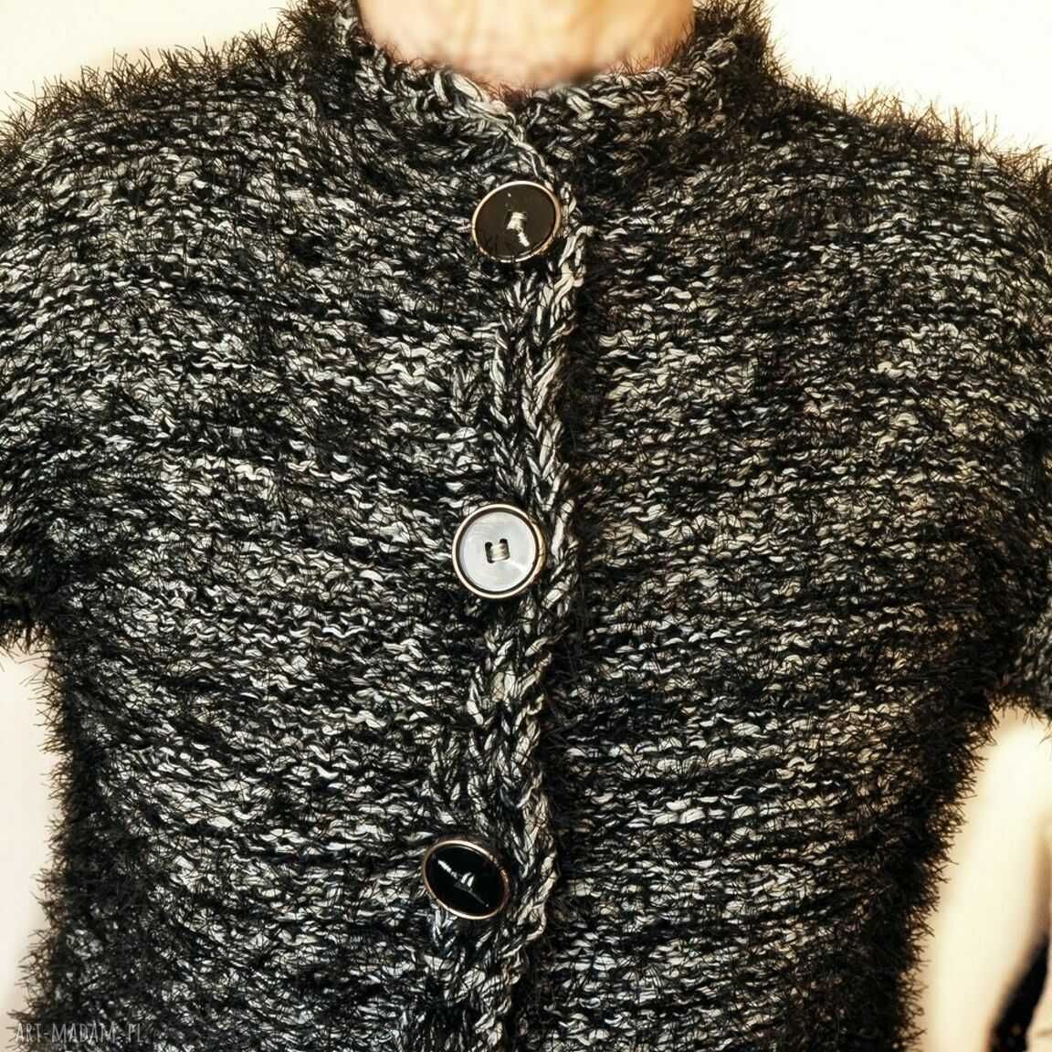 Sweter - żakiet ręcznie robiony na drutach handmade