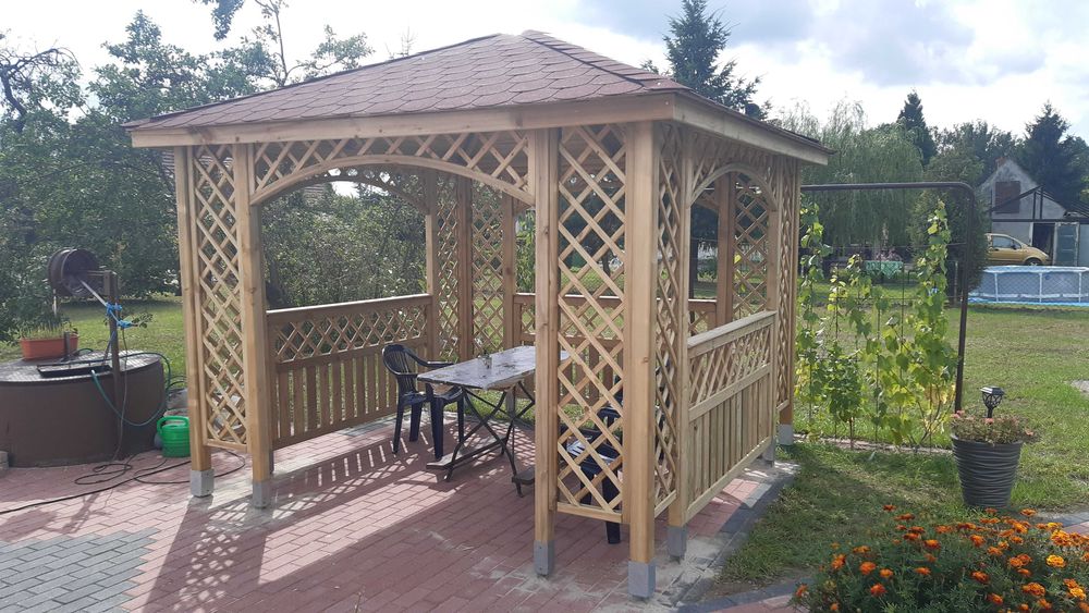 ALTANA ogrodowa PAWILON z drewna WIATA drewniana pergola deska NOWA
