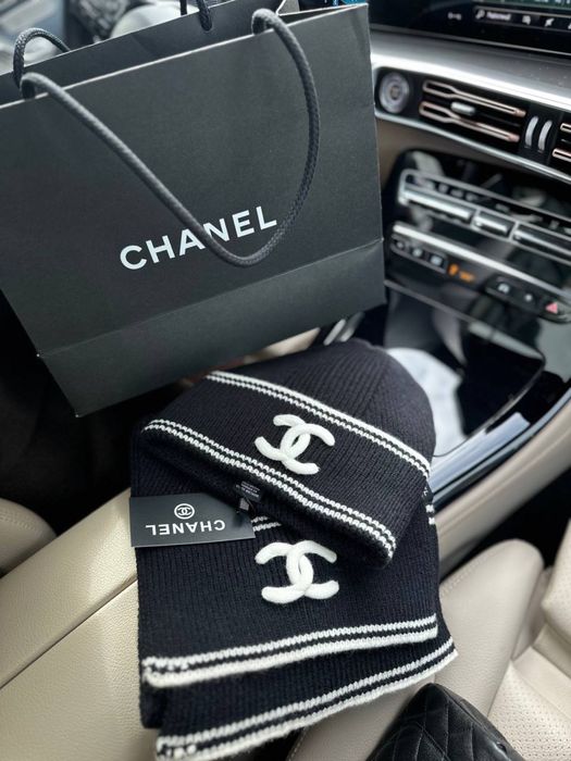 Зимовий комплект Chanel кашеміровий шерстяний шапка шарф