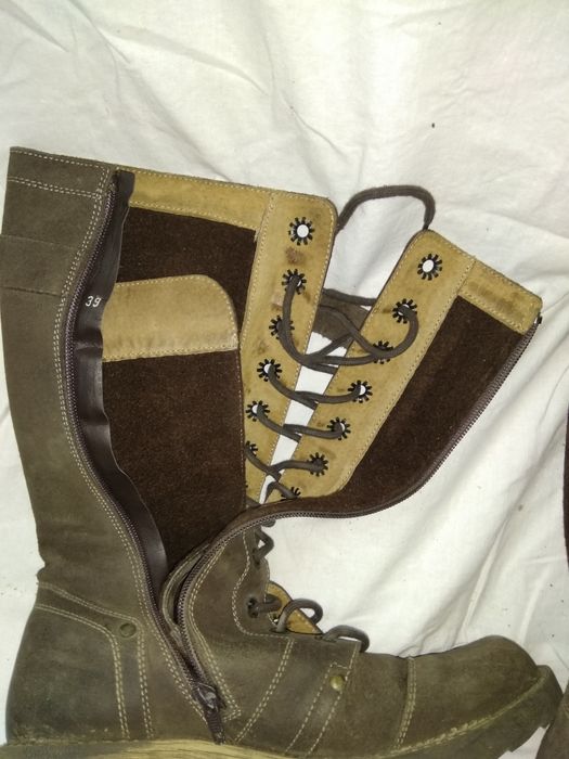 Брутальные кожаные (нубук) сапоги унисекс, 39 размер(26,5), осень-зима