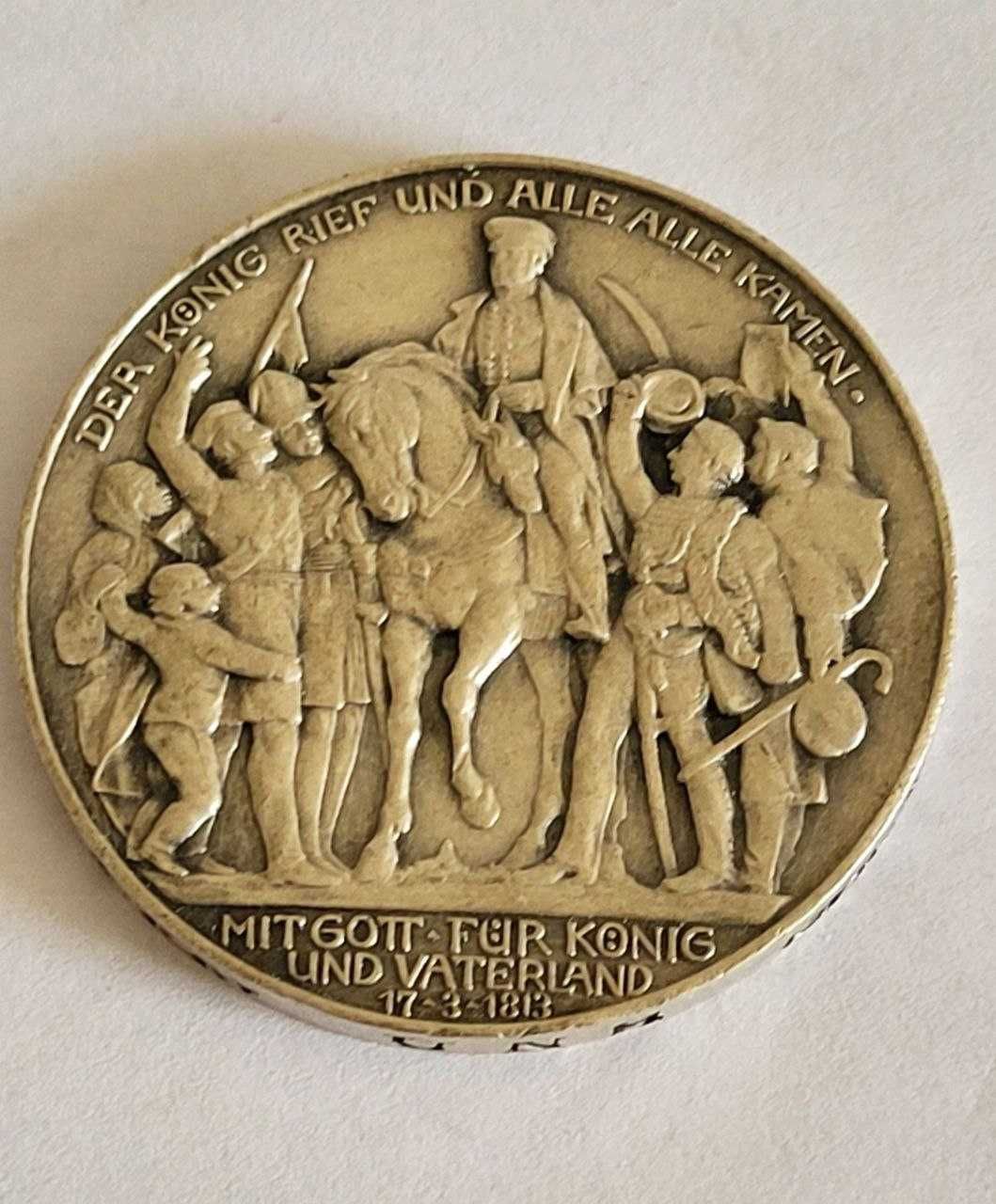 Німецька Імперія Прусія 1913 срібна монета 3 марки "Натовп" 16,6 г