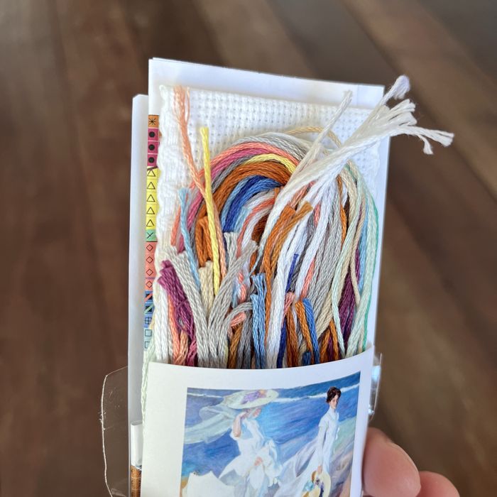 Kit de ponto cruz (tudo incluido) baseado em obra de Joaquim Sorolla