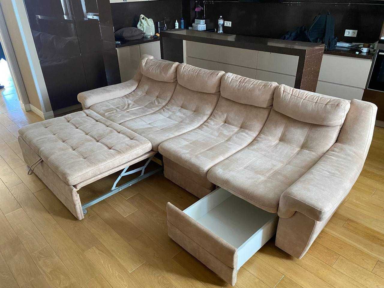 Диван з висувною системою та ящиком. Італійський замш. 3100х1200мм
