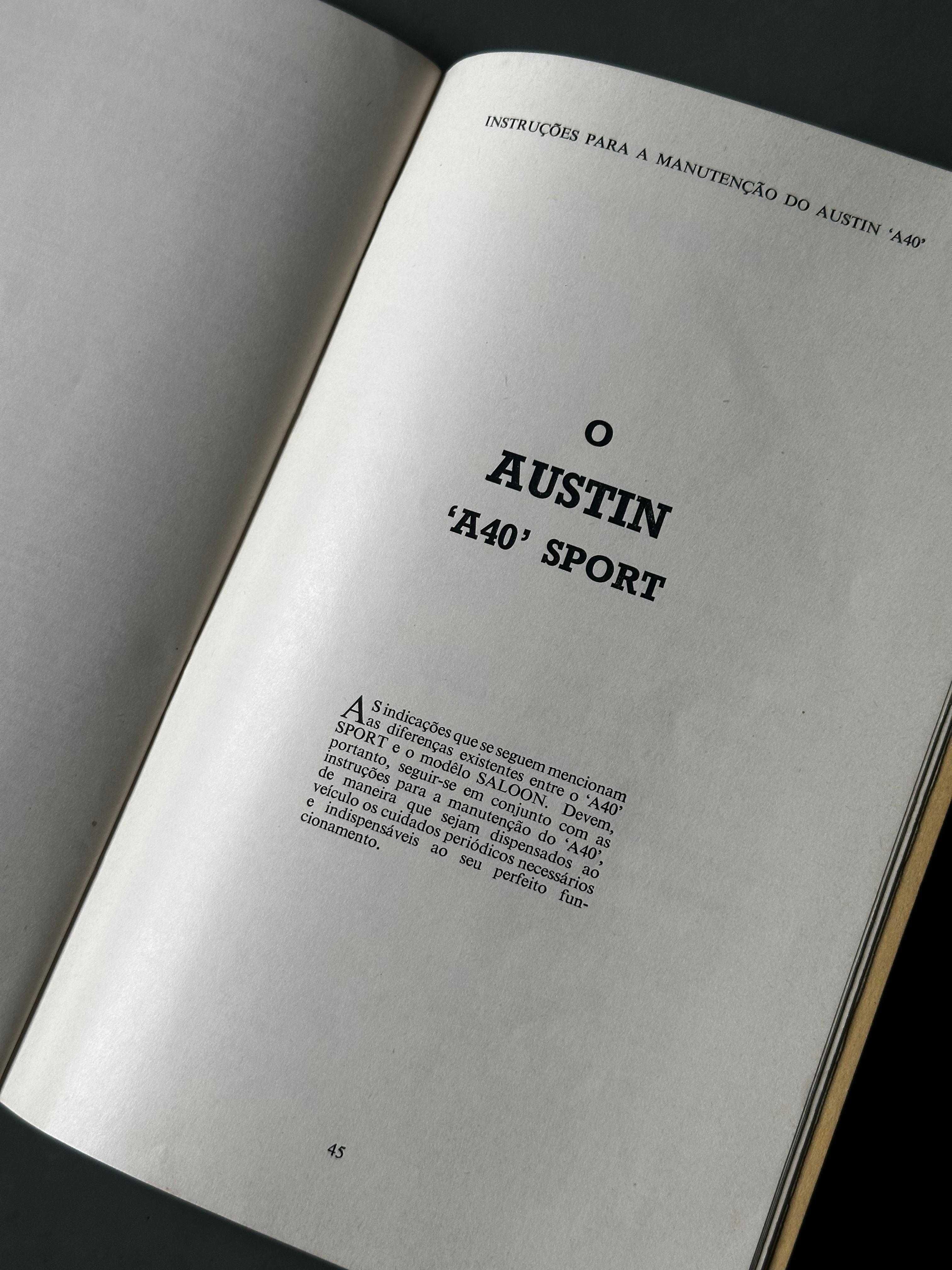 Manual de Instruções Austin A40