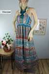 Wiskozowa sukienka etno vintage marokańska maxi halter wiskoza etno M