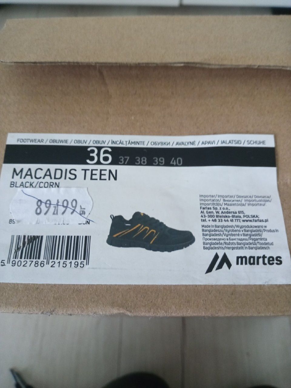 Buty sportowe MARTES rozmiar 36 dla chłopca