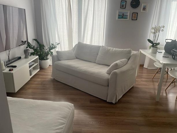 Kanapa sofa tapczan IKEA FARLOV rozkładana łóżko biała białe biel