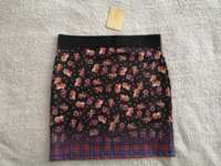 Nowa czarna spódnica w kwiaty kwiatki kratę kratkę na gumie Zara 38