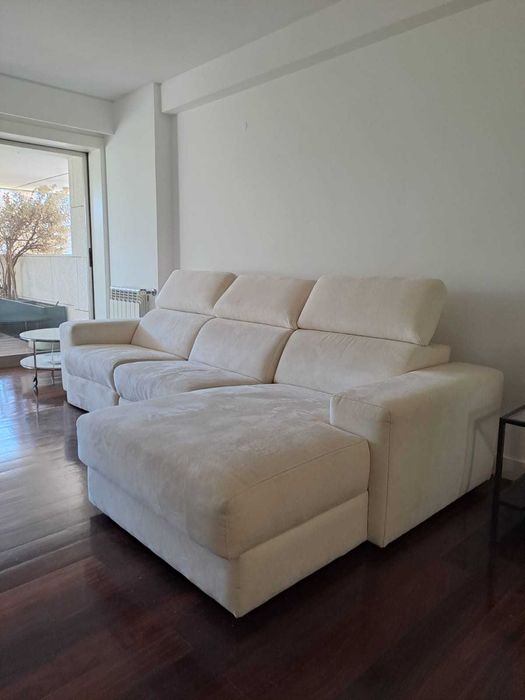 Sofá chaise longue de veludo Branco