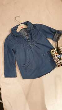 Jeansowa bluzka tunika dla dziewczynki r. 110-116
