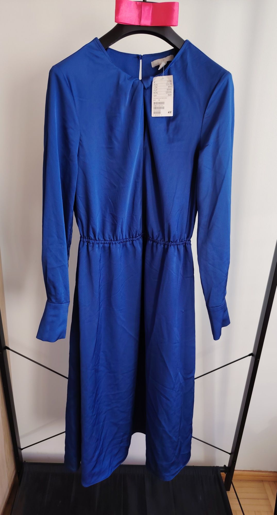 H&M nowa chabrowa zjawiskowa sukienka midi 36