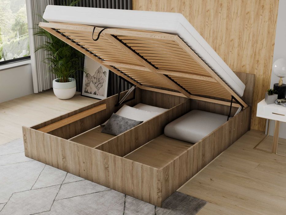 Łóżko z podnoszonym stelażem + Materac 160x 200 Nowe