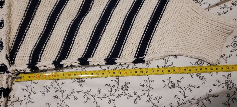 Biały sweter w paski oversize r38 oysho