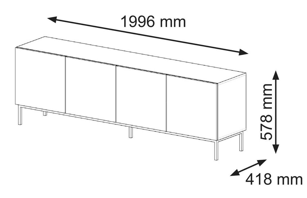 Szafka rtv Ravenna F 200 cm 3D3S czarny / granat z ramą